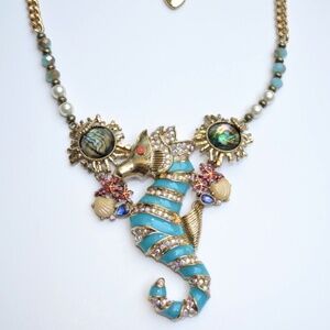 Betsey Johnson And The Sea Seahorse Crystal Star Iridescent Reef Gold Necklace